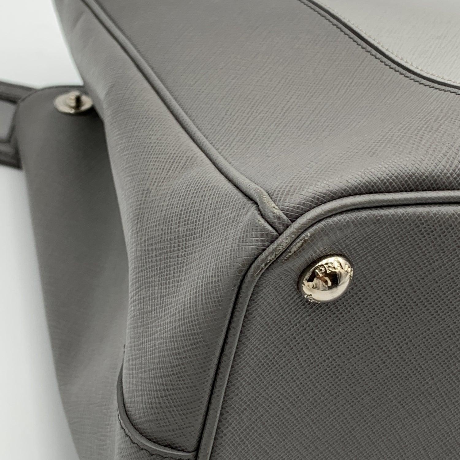 Prada Grey Bicolor Saffiano Leather Galleria Tote Satchel Bag 4
