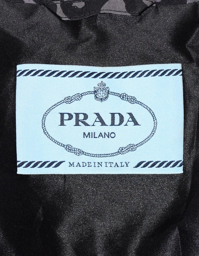 Prada Grey/Black Leopard Print Silk Trench Coat W/ Belt Sz 42 For Sale ...