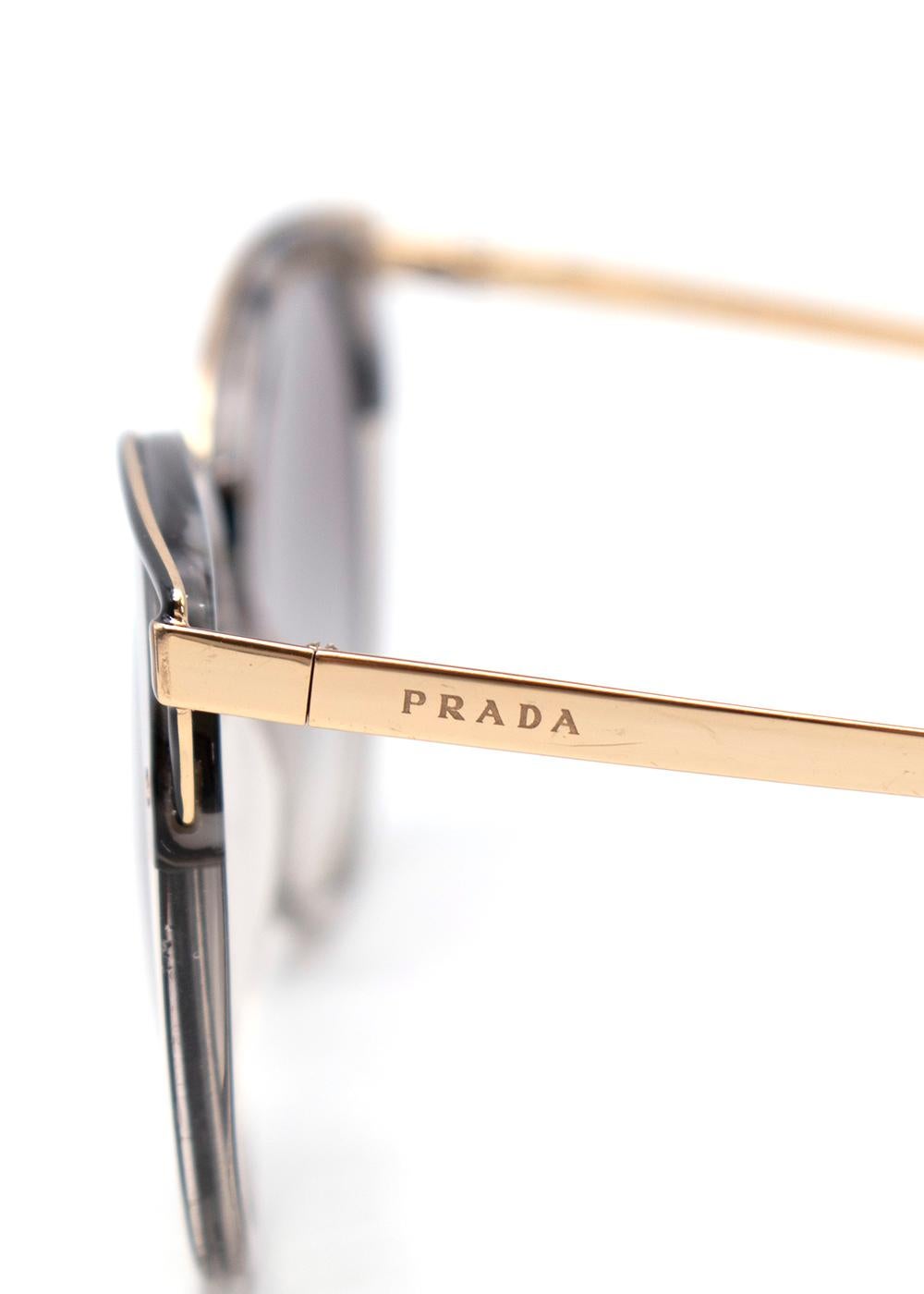 Prada Grey & Black Metal Frame Sunglasses In Excellent Condition For Sale In London, GB