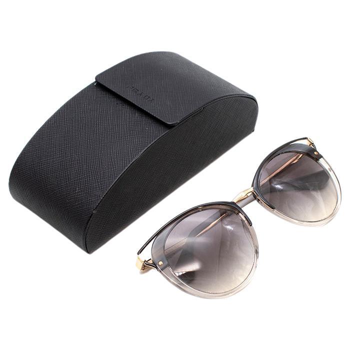 Prada Grey & Black Metal Frame Sunglasses For Sale