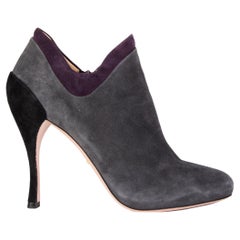 PRADA grey black purple suede ANKLE Boots Shoes 40