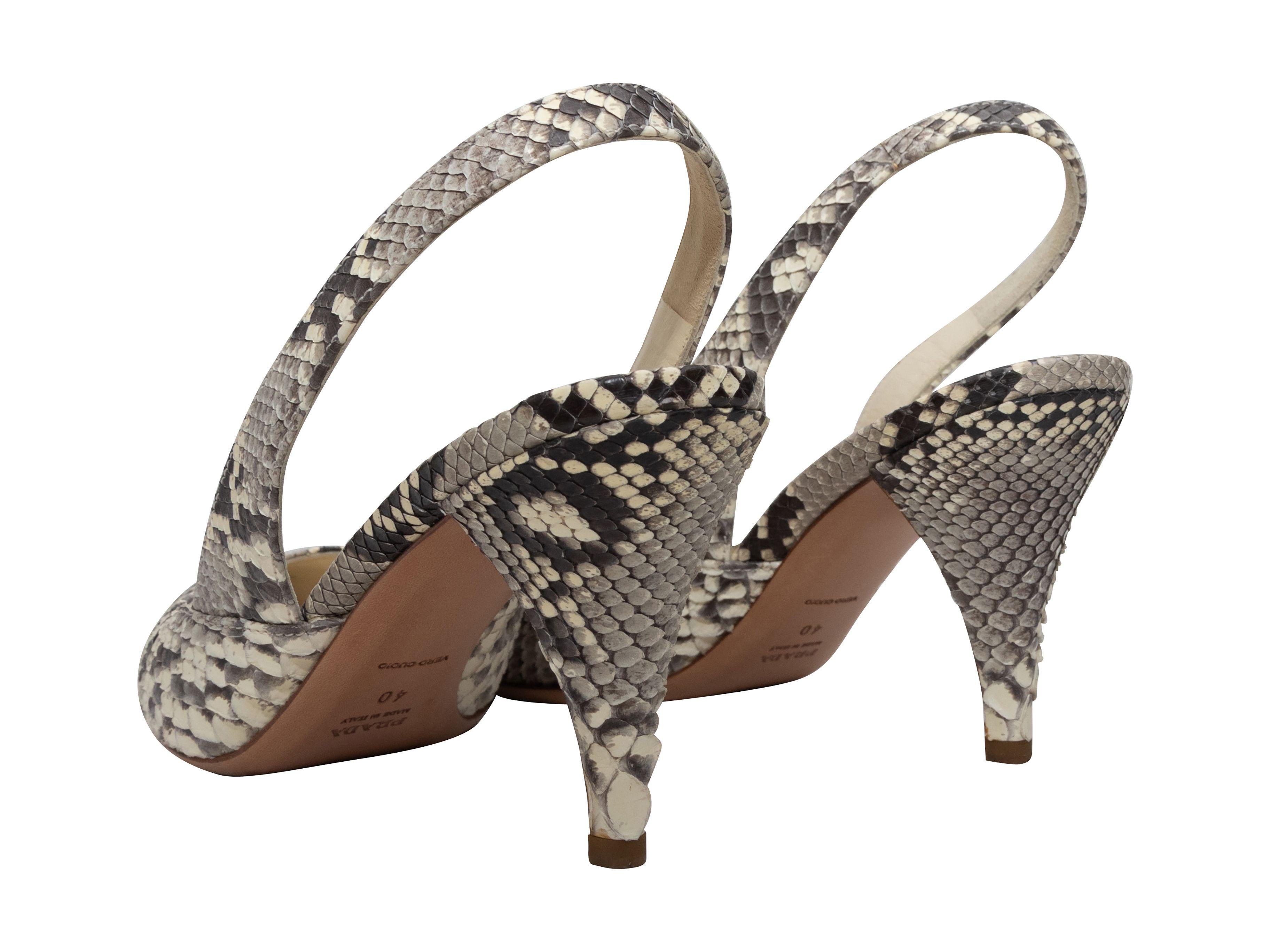 Prada Grey & Black Python Slingback Pumps In Good Condition In New York, NY