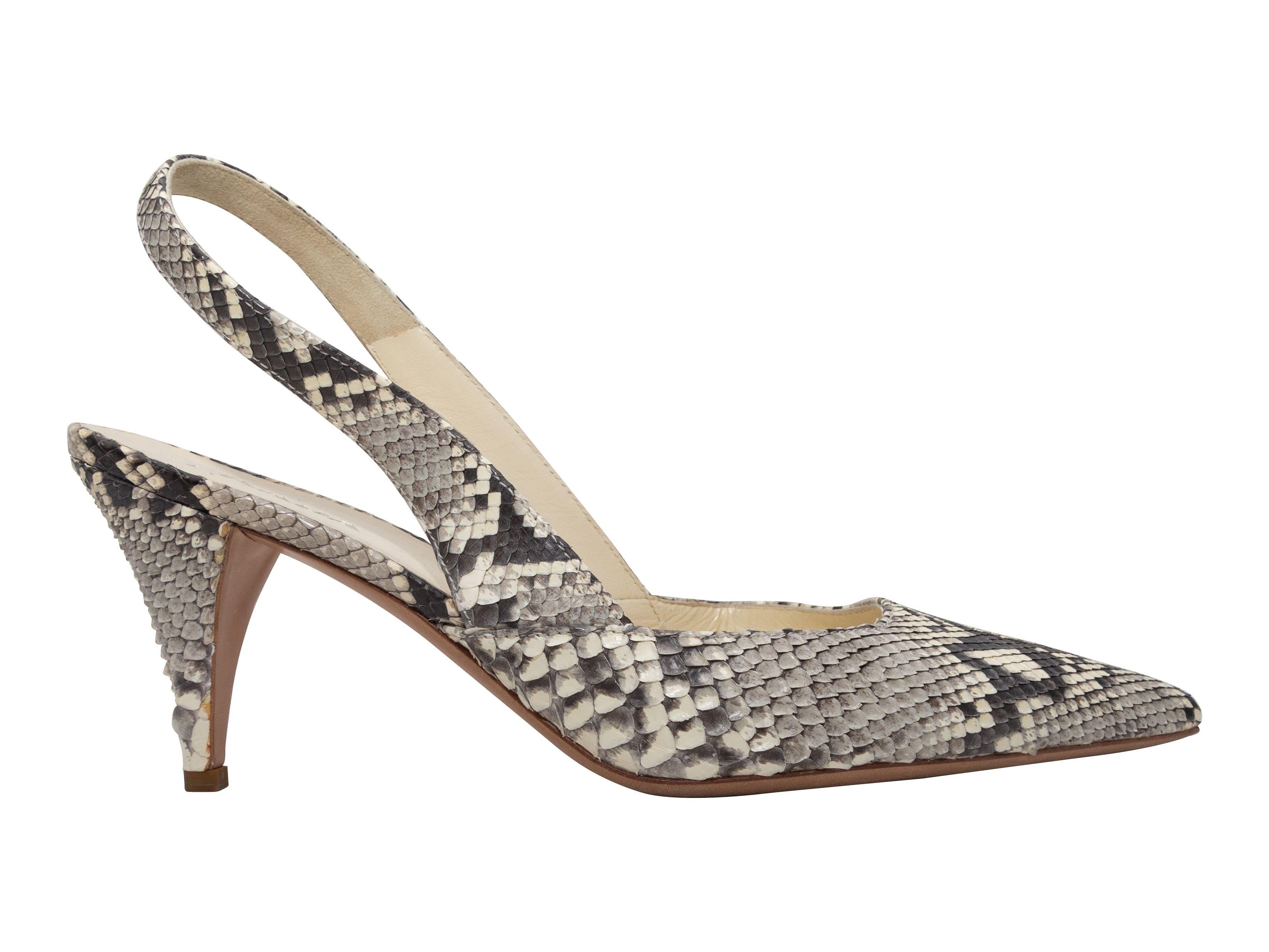 Women's Prada Grey & Black Python Slingback Pumps