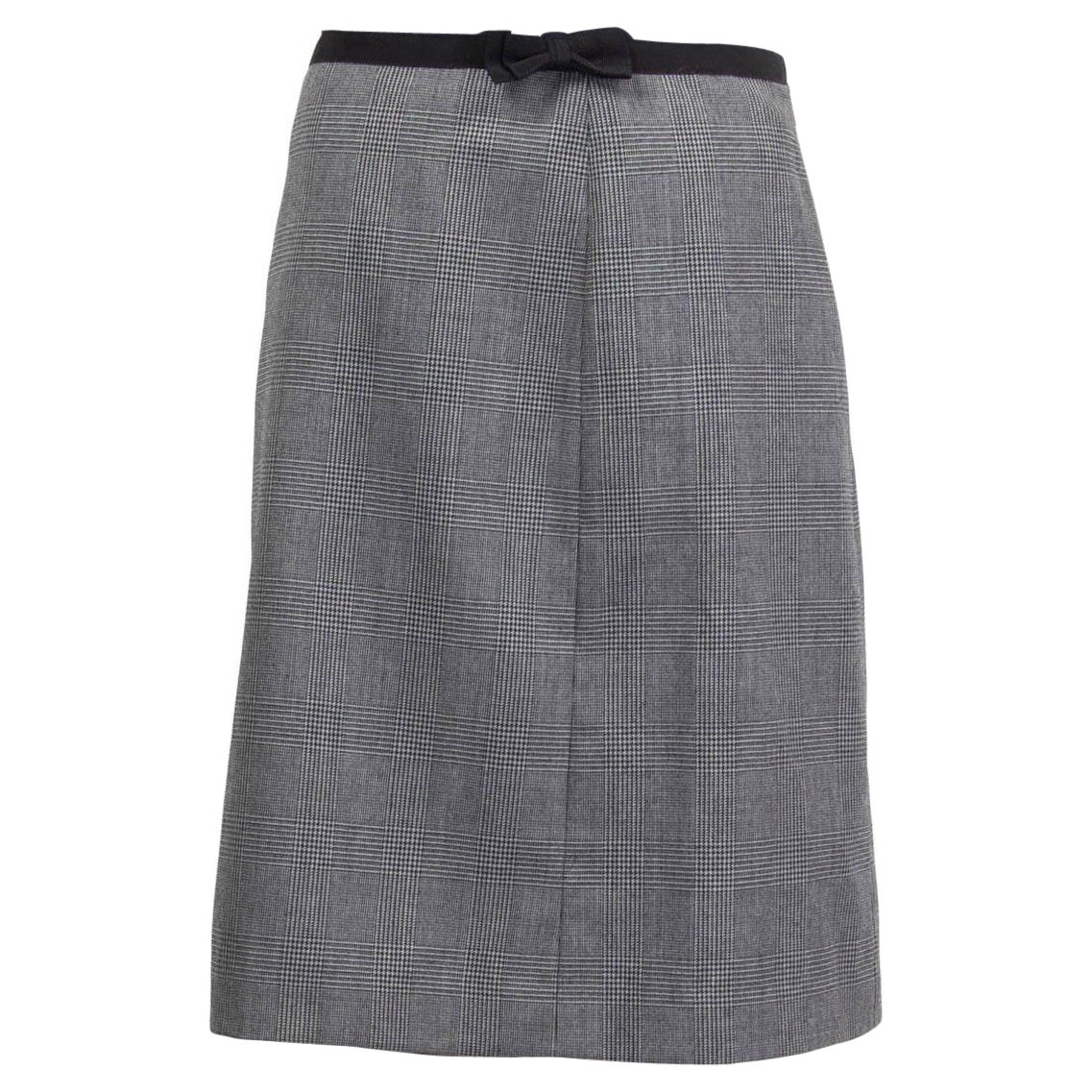 PRADA gris negro lana HOUNDSTOOTH PLAID Falda 40 S