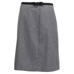 PRADA gris negro lana HOUNDSTOOTH PLAID Falda 40 S