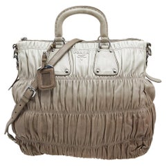 Prada Grey/Brown Ombre Gaufre Leather Tote
