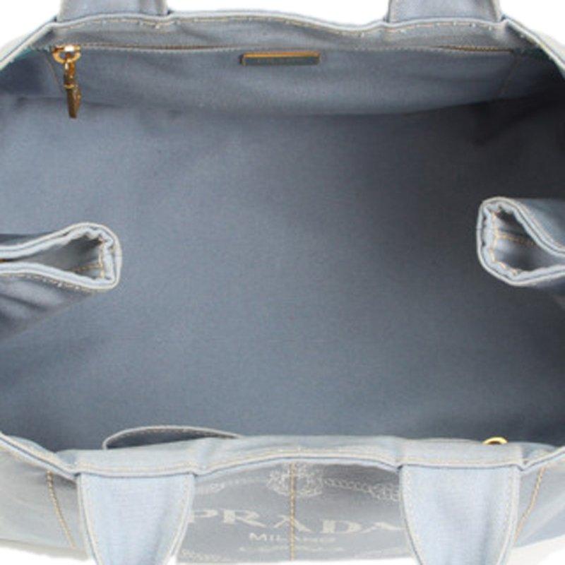 Prada Grey Canvas Tote Bag In Good Condition In Dubai, Al Qouz 2