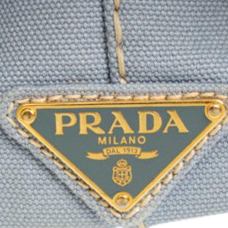 Prada Grey Canvas Tote Bag In Good Condition In Dubai, Al Qouz 2