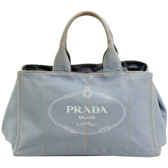 Prada Grey Canvas Tote Bag