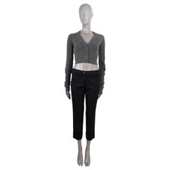 PRADA grey cashmere CROPPED V-NECK Cardigan Sweater 38 XS