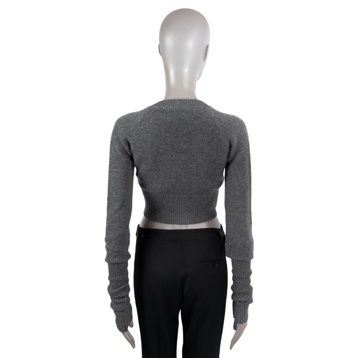 PRADA grey cashmere CROPPED V-NECK Cardigan Sweater 38 XS 1