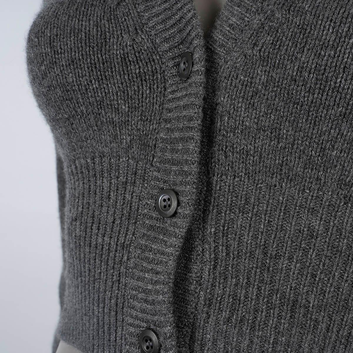 PRADA grey cashmere CROPPED V-NECK Cardigan Sweater 38 XS 2