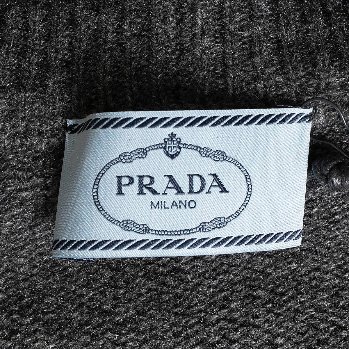 PRADA grey cashmere CROPPED V-NECK Cardigan Sweater 38 XS 3