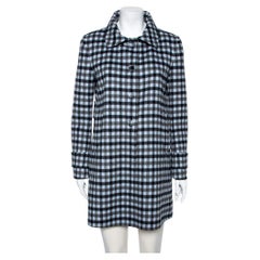 Prada Grey Checkered Wool Button Front Coat S