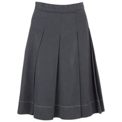 PRADA grey cotton PLEATED Knee Length Skirt 40 S