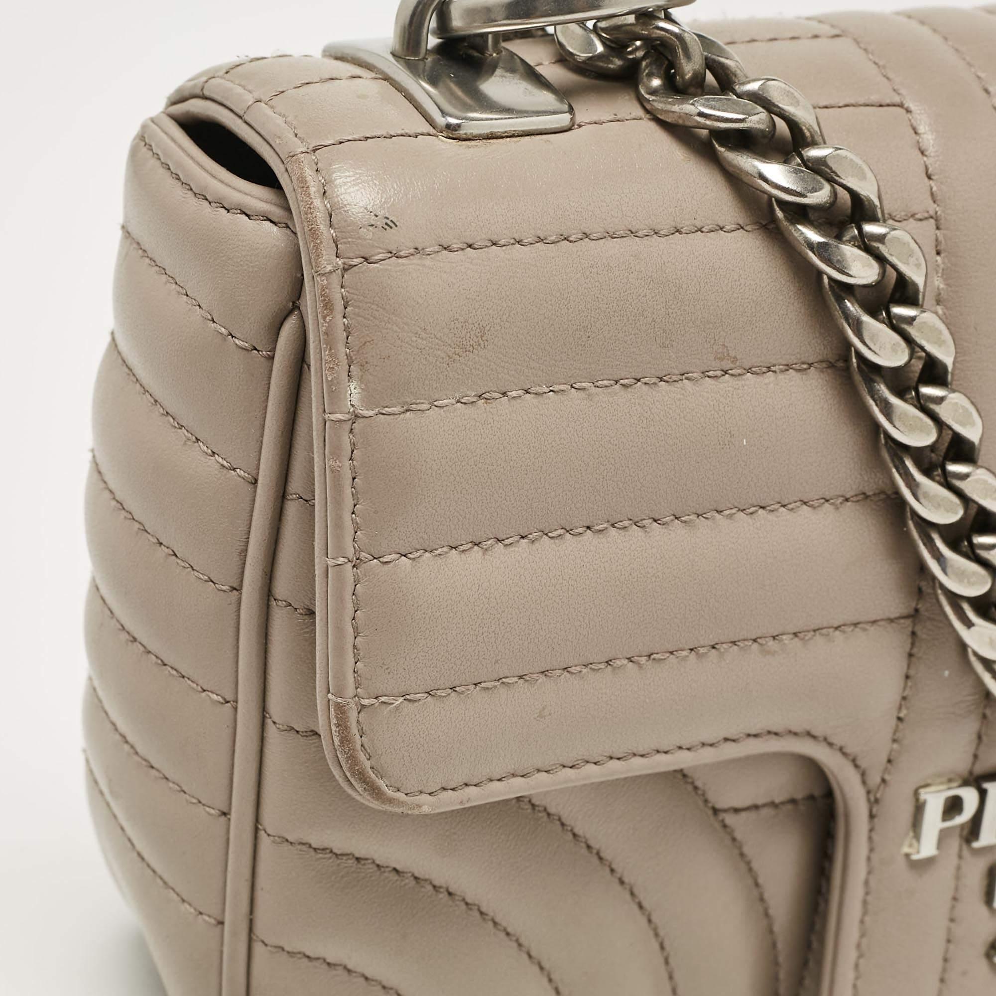 Women's Prada Grey Diagramme Leather Flap Crossbody Bag For Sale