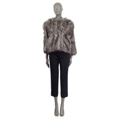 PRADA grey FAUX FUR 3/4 SLEEVE SHORT Jacket 40 S