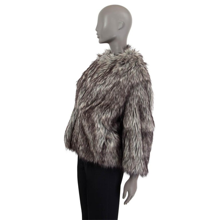 PRADA grey FAUX FUR 3/4 SLEEVE SHORT Jacket 40 S For Sale at 1stDibs |  prada faux fur coat