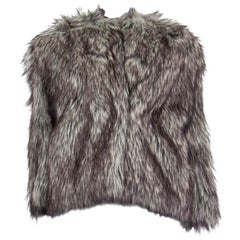 PRADA grey FAUX FUR 3/4 SLEEVE SHORT Jacket 40 S