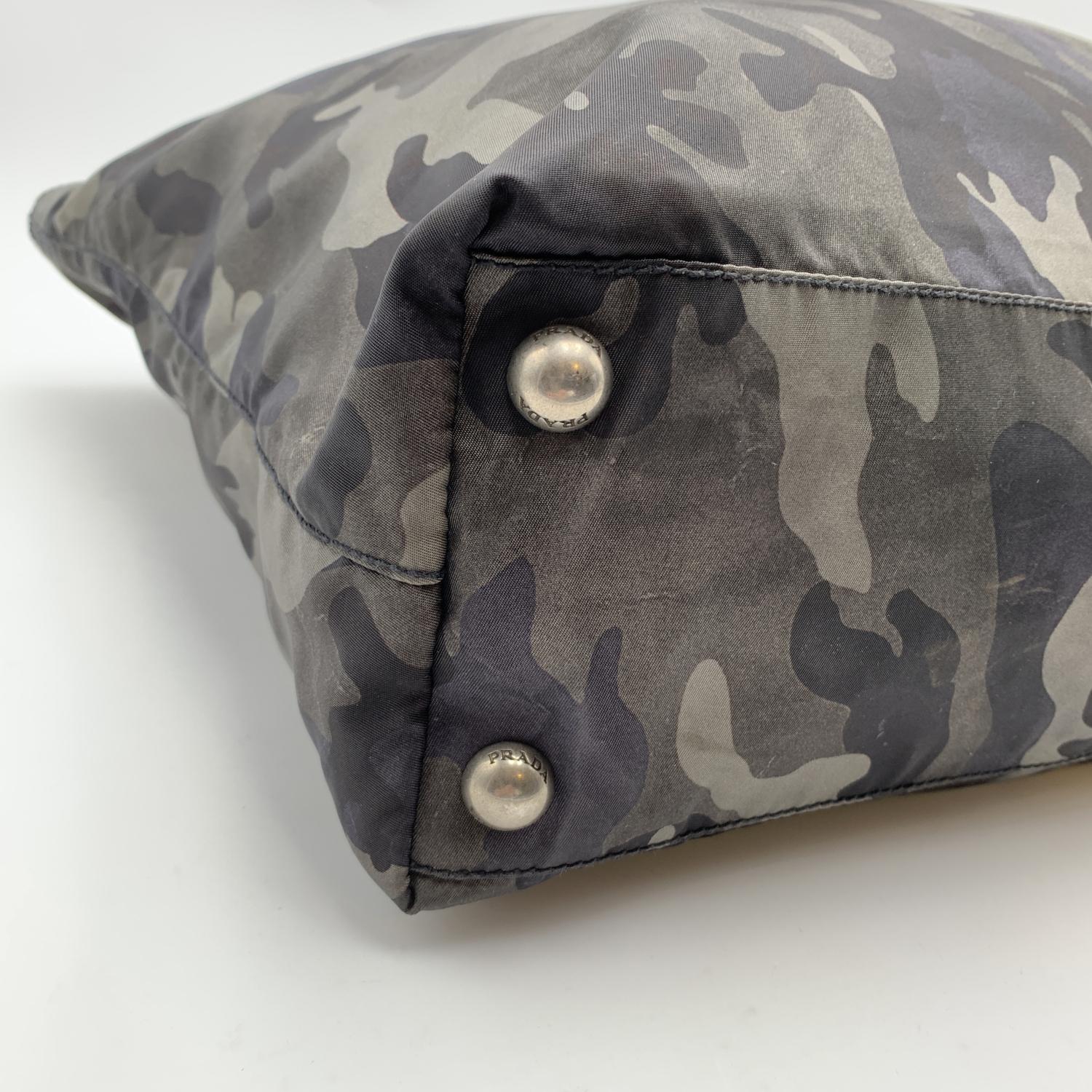 Women's or Men's Prada Grey Fumo Nylon Camouflage Large Tote Bag VA0883