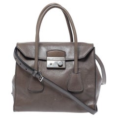 Prada Grey Glazed Leather Twin Pocket Tote