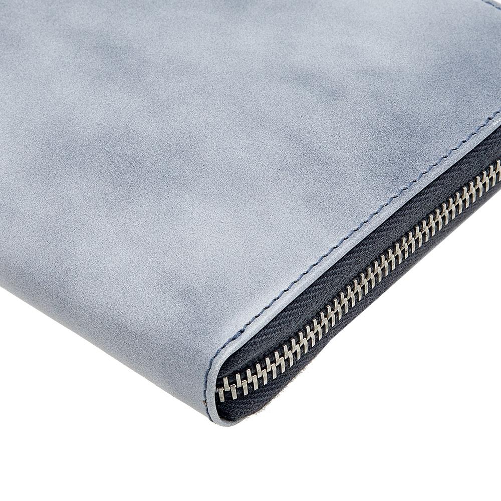 Prada Grey Glossy Leather Zip Around Wallet 3