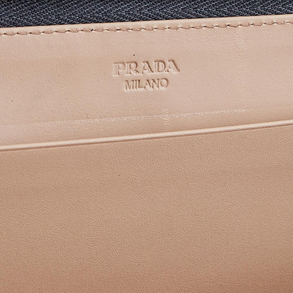 Prada Grey Glossy Leather Zip Around Wallet 4