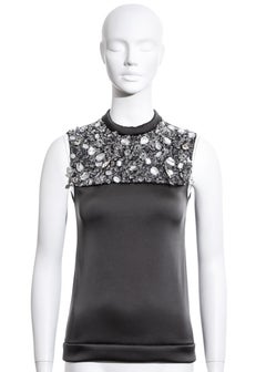 Prada grey jersey evening vest with crystal embellishments, ss 2010
