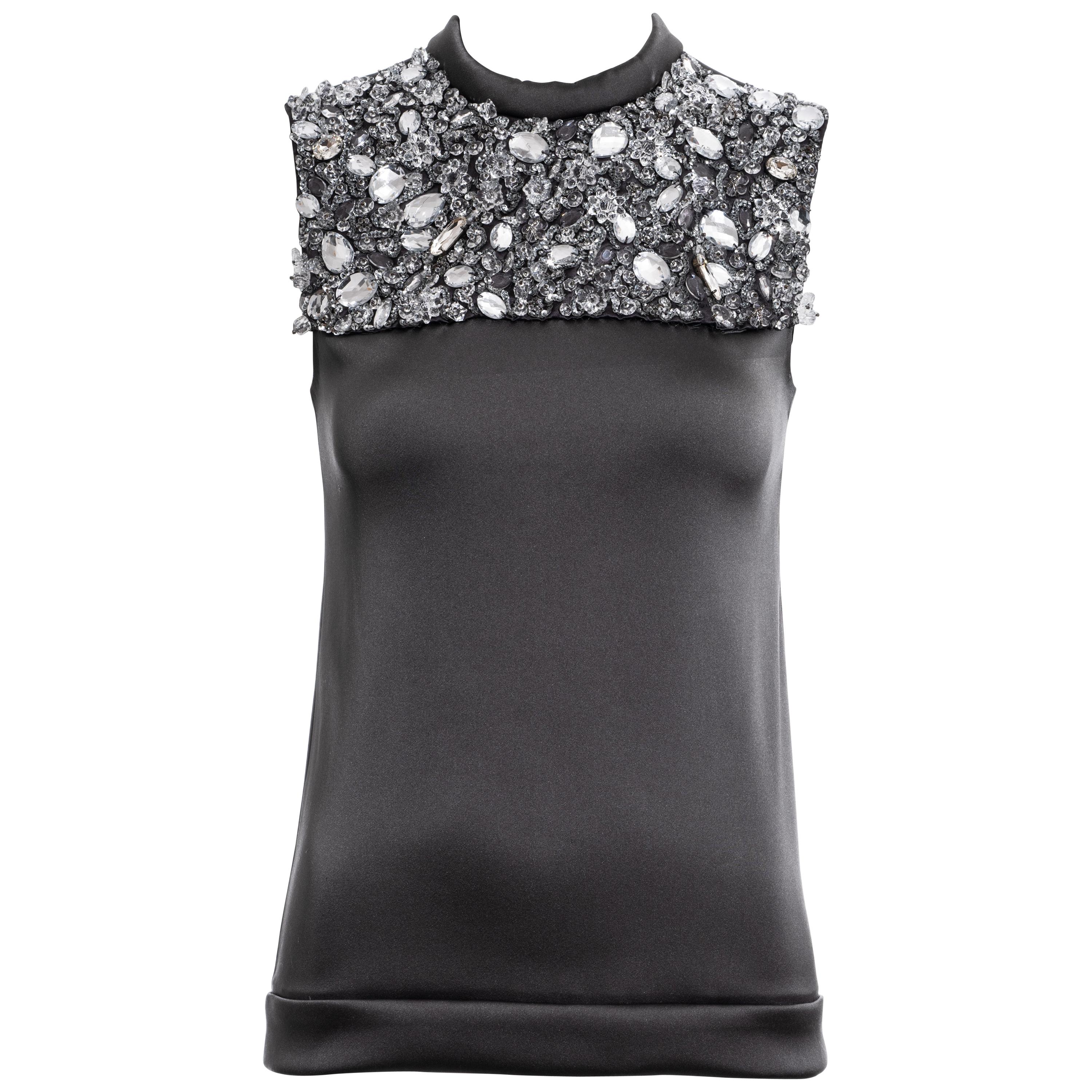 Prada grey jersey evening vest with crystal embellishments, ss 2010