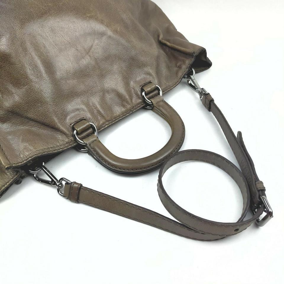 Prada Grey Leather 2way Tote Bag 862332 5