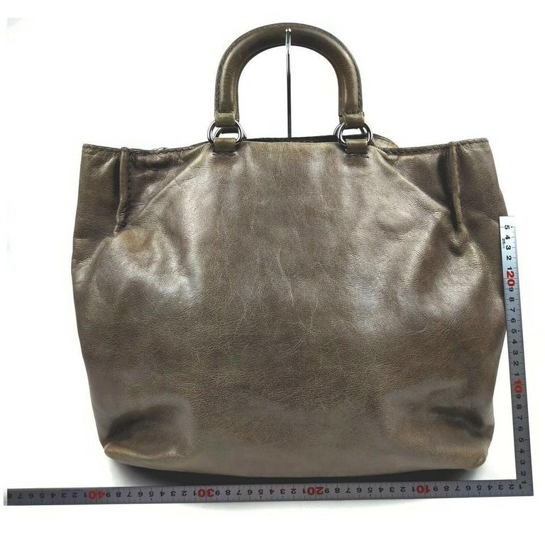 Prada Grey Leather 2way Tote Bag 862332 For Sale at 1stDibs