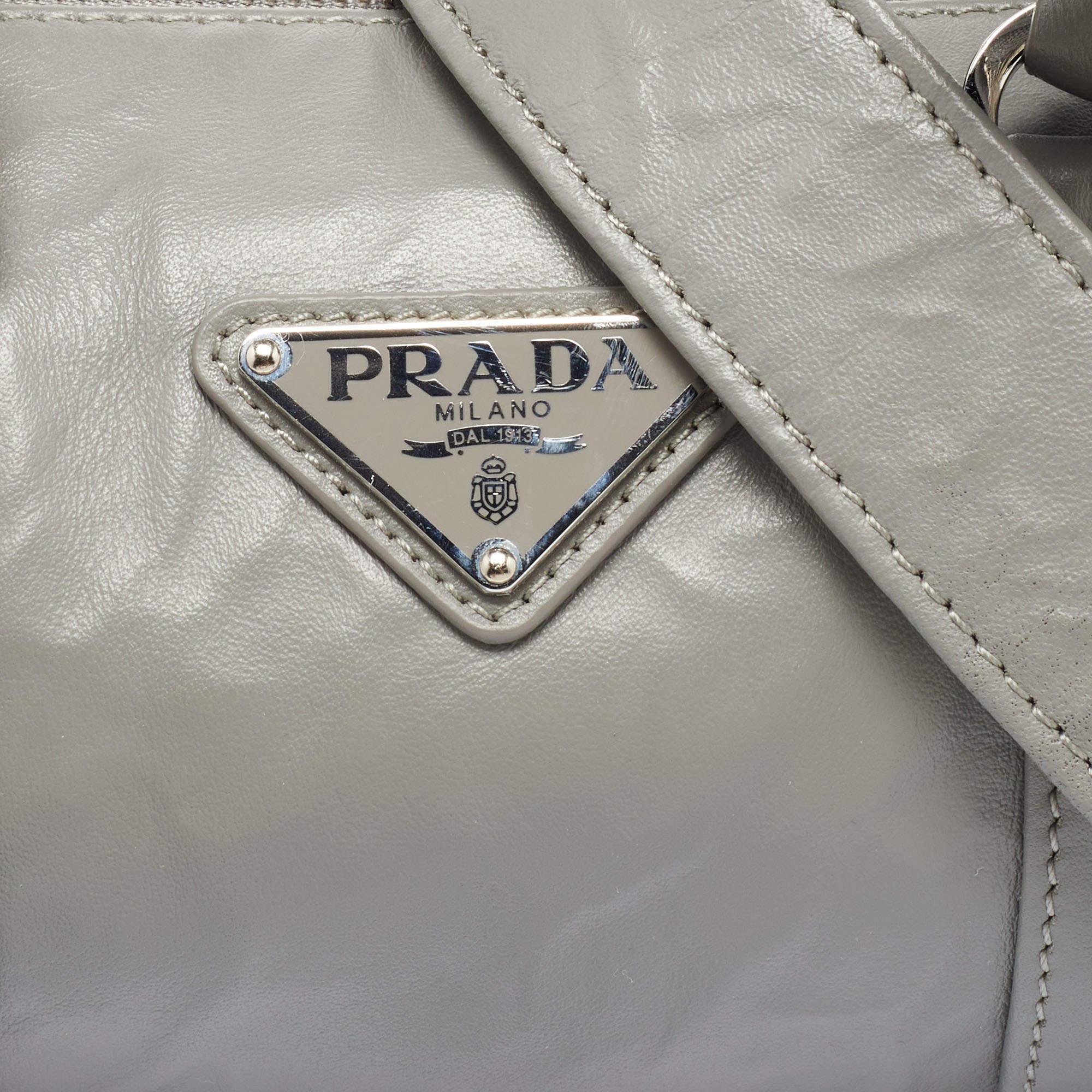Prada Grey Leather Crossbody Bag 3