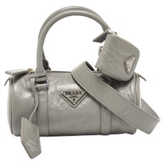 Prada Grey Leather Crossbody Bag