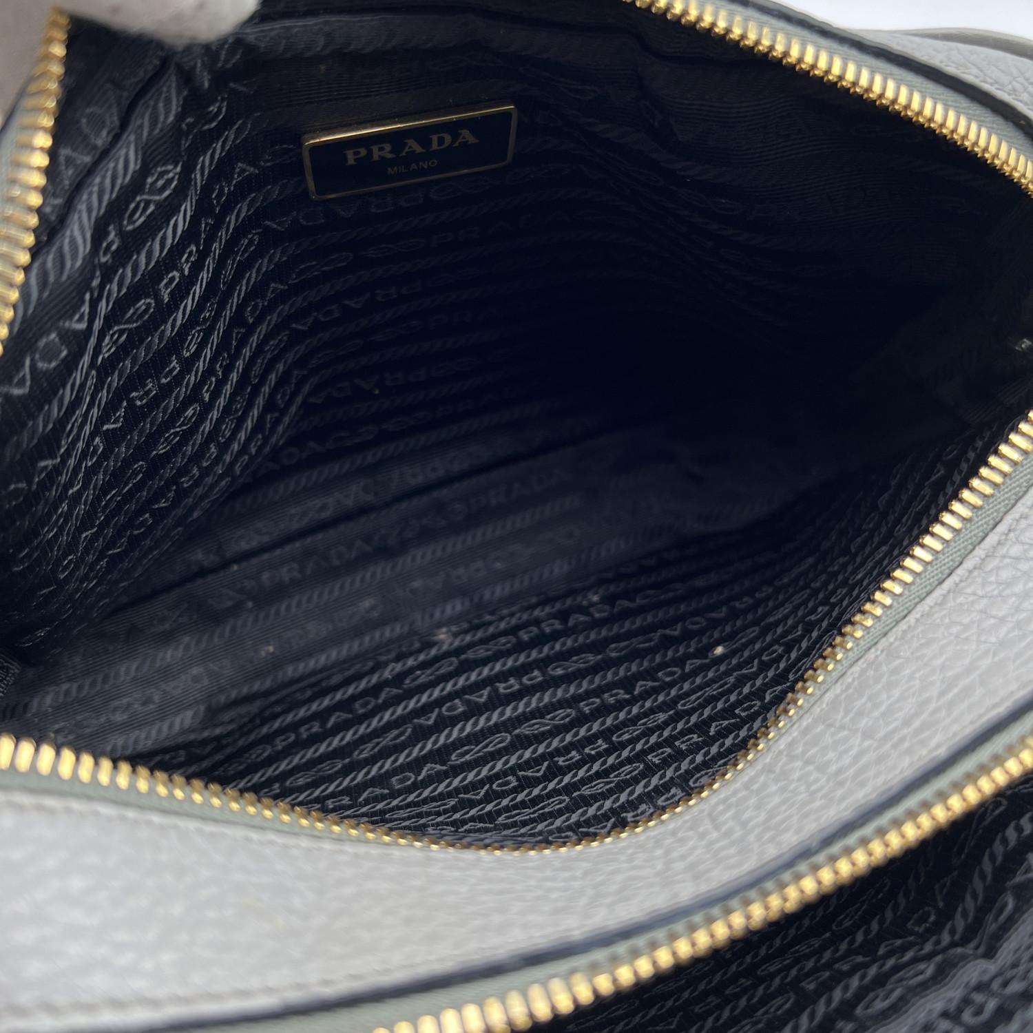 Women's Prada Grey Leather Crossbody Messenger Camera Bag