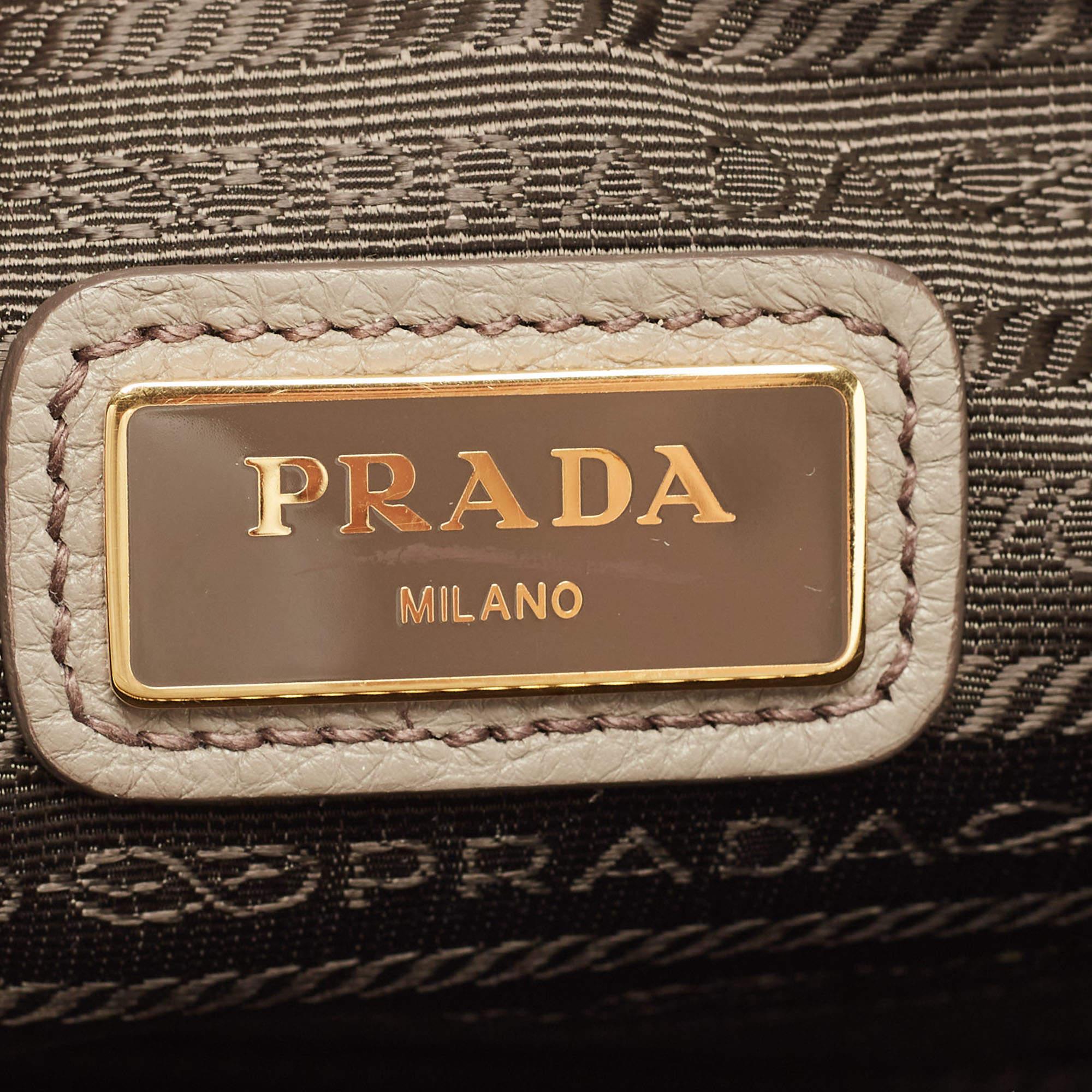 Prada Grey Leather Double Zip Camera Crossbody Bag 6