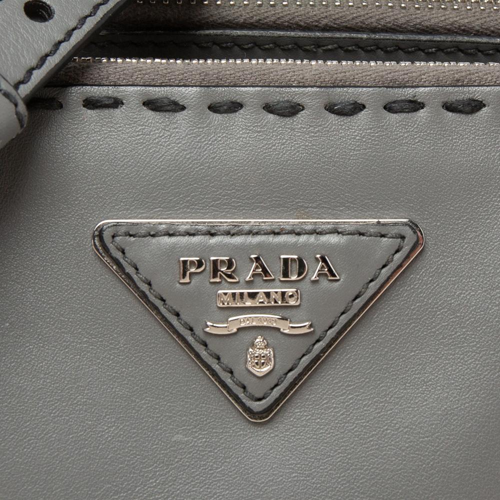 Prada Grey Leather Double Zip Tote 3