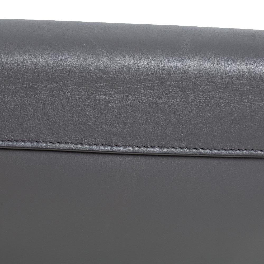 Prada Grey Leather Flap Chain Shoulder Bag 4