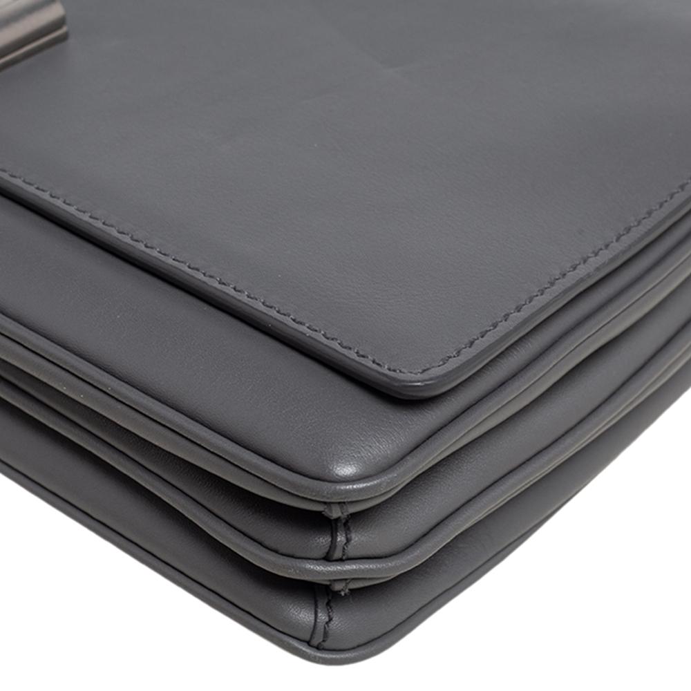 Prada Grey Leather Flap Chain Shoulder Bag 3