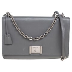 Prada Chain Flap Bag Saffiano Leather Small at 1stDibs