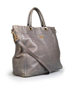 Prada Grey Leather Open Tote