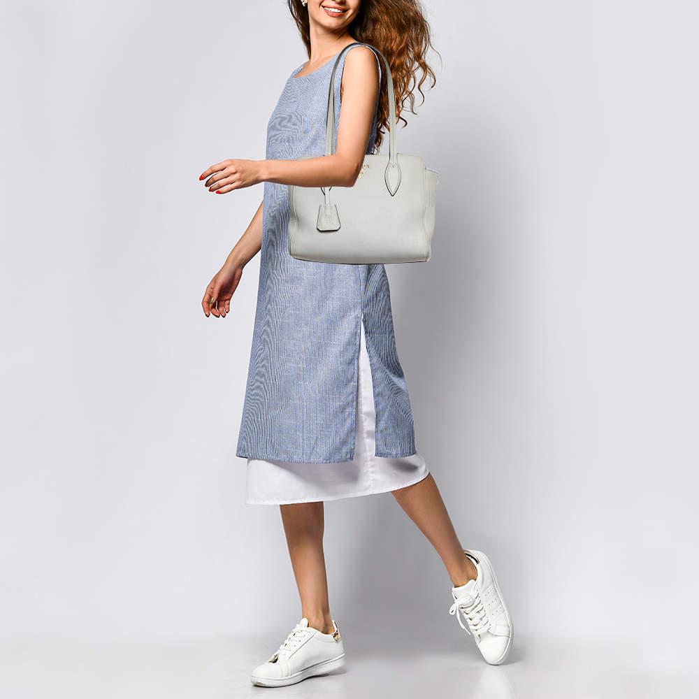 Gray Prada Grey Leather Phenix Open Tote