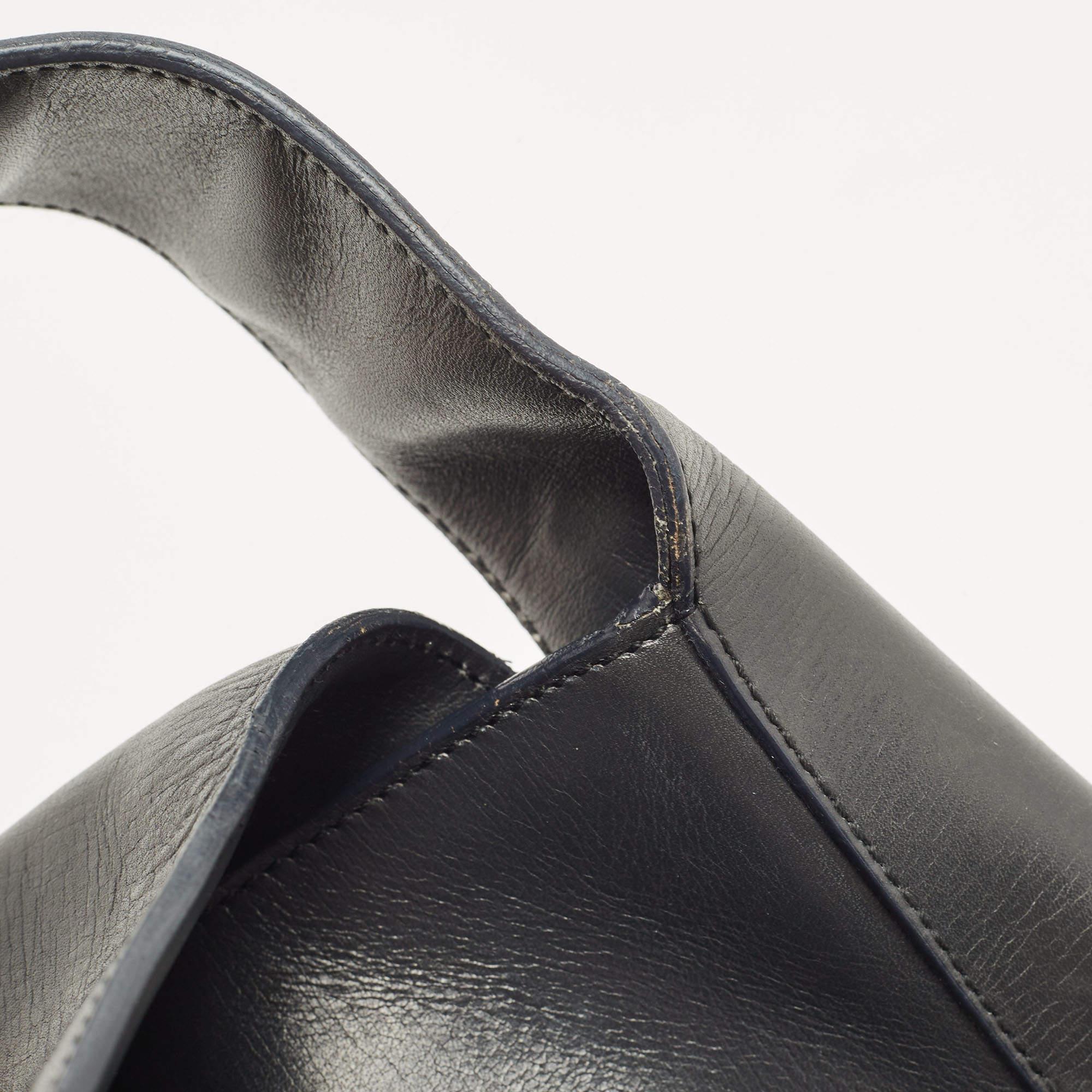 Prada Grey Leather Pushlock Flap Shoulder Bag 6