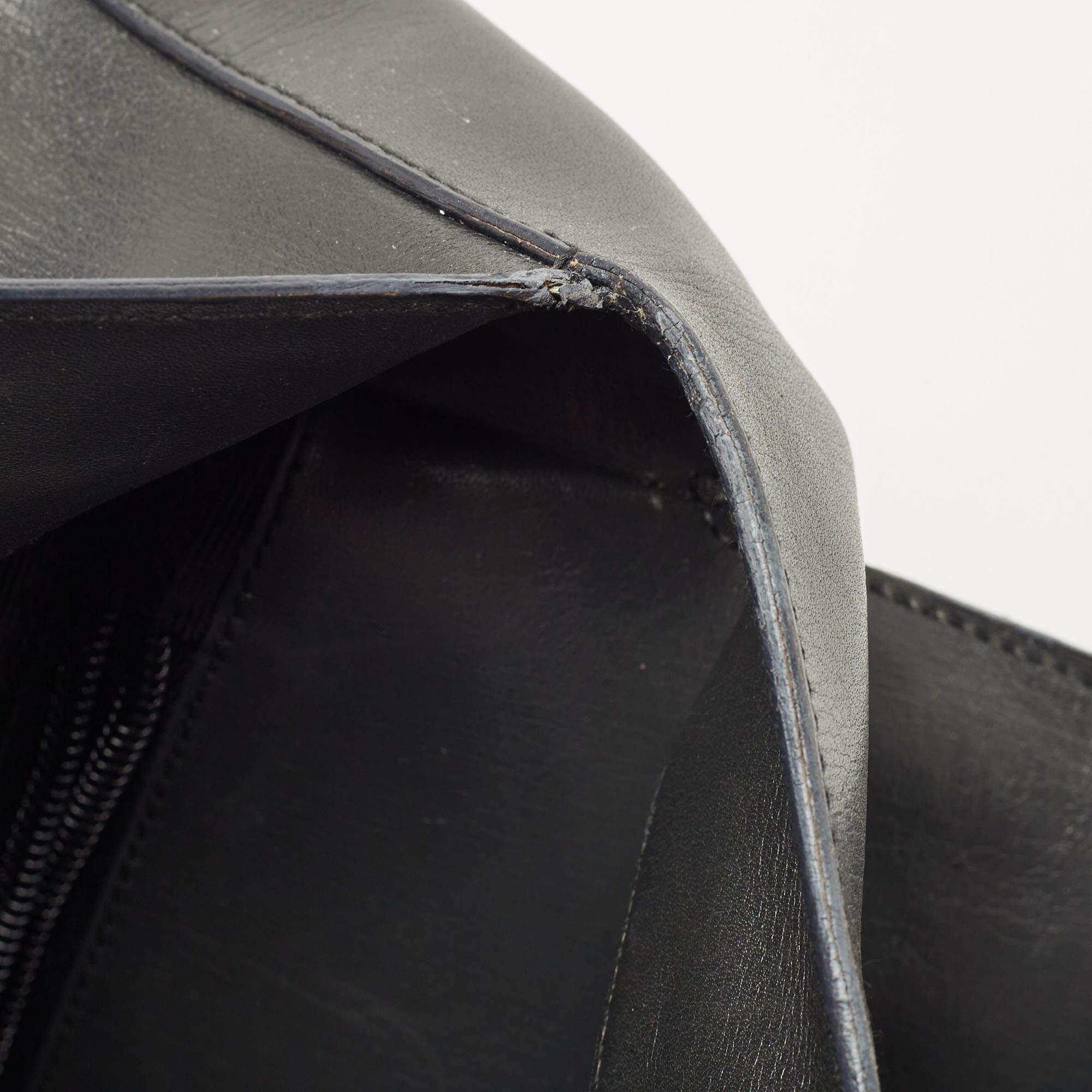 Prada Grey Leather Pushlock Flap Shoulder Bag 8