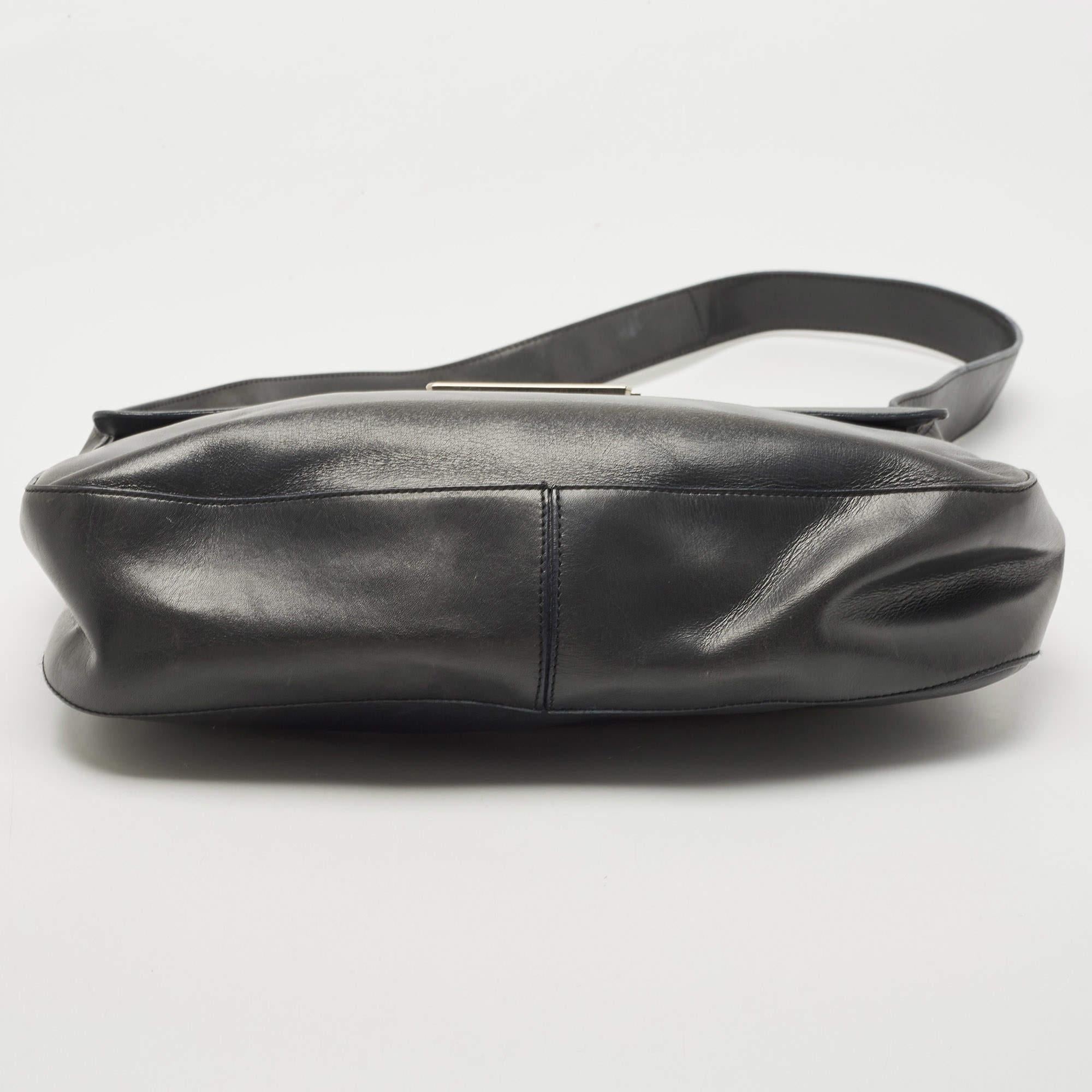 Women's Prada Grey Leather Pushlock Flap Shoulder Bag