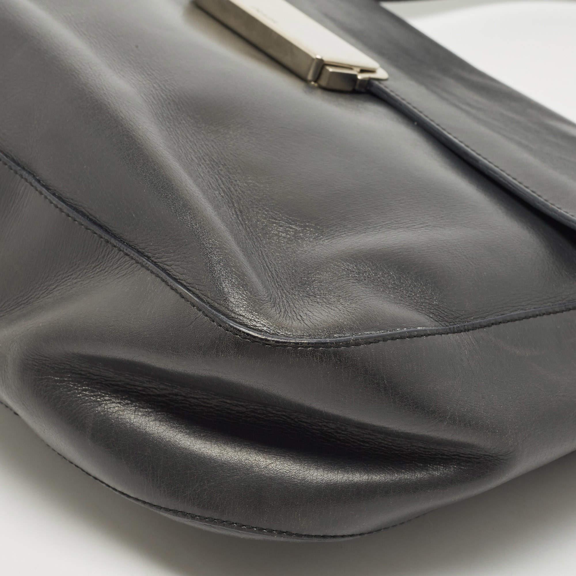 Prada Grey Leather Pushlock Flap Shoulder Bag 2