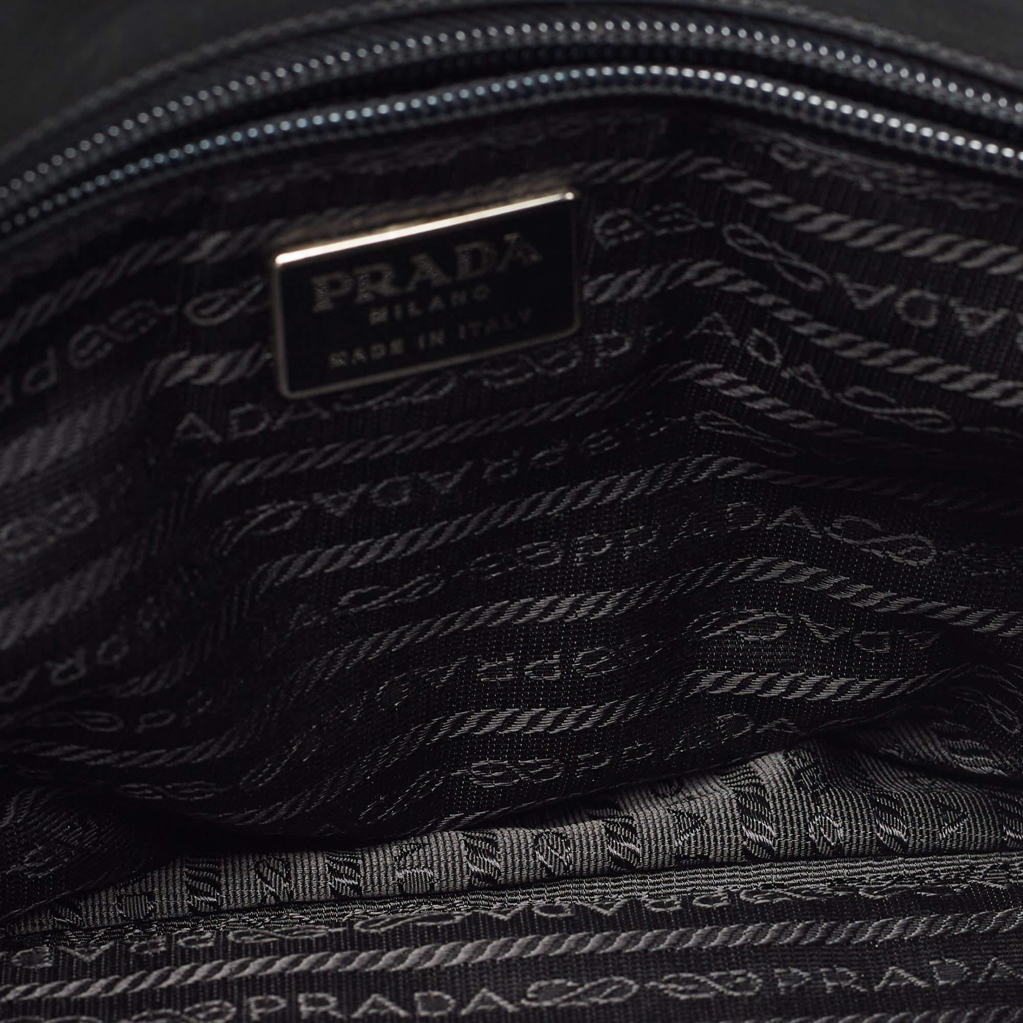 Prada Grey Leather Pushlock Flap Shoulder Bag 4