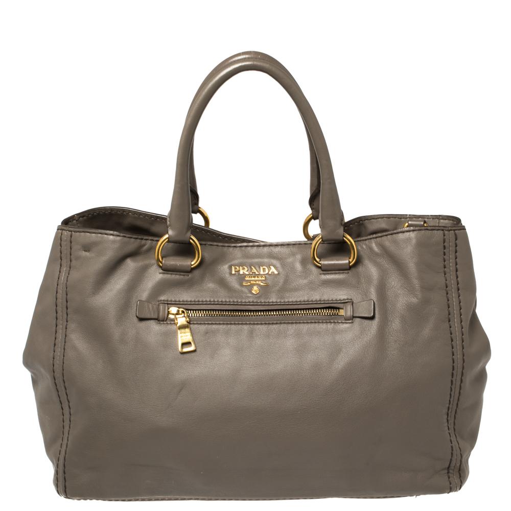 Prada Ombre White Cervo Antik Leather Bauletto Bag at 1stDibs