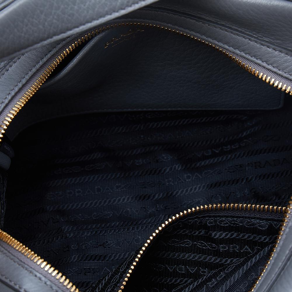 Prada Grey Leather Shoulder Bag 5