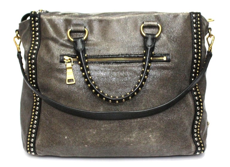 prada leather shoulder bag gray