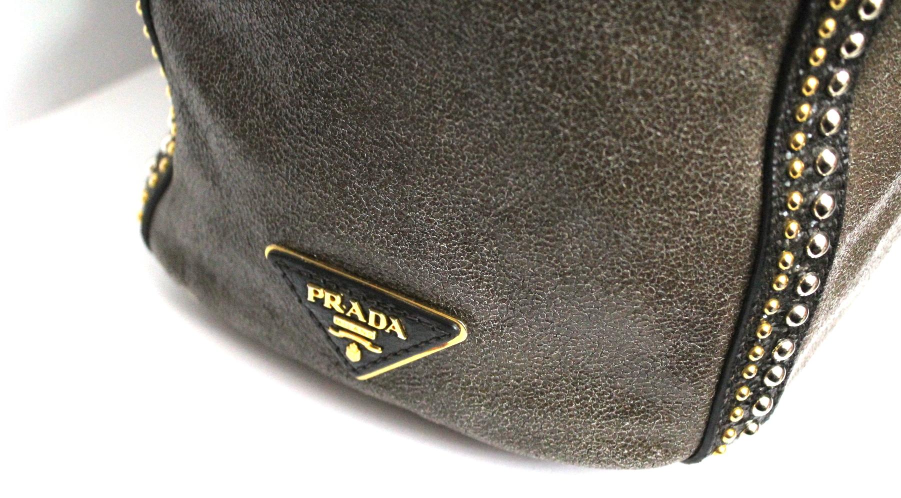 prada grey leather bag